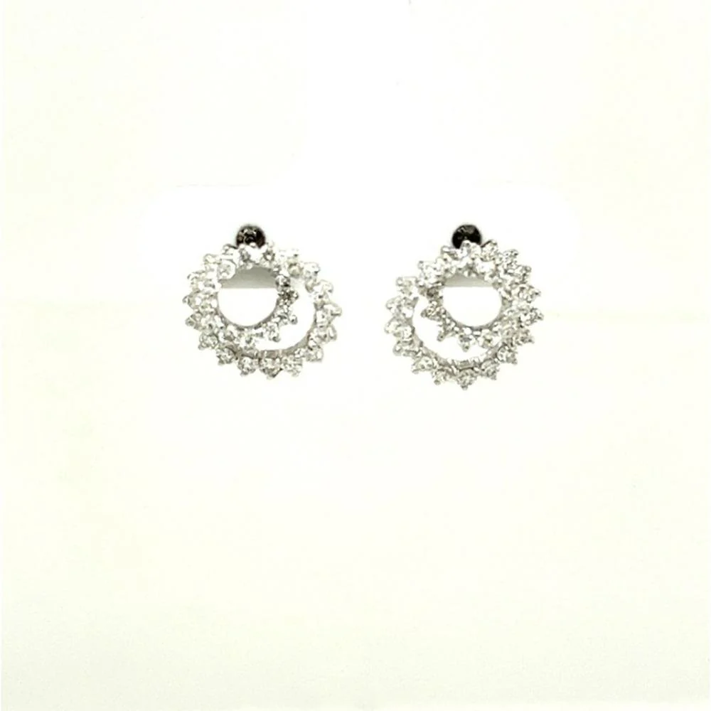 18K White Gold Open Circle Diamond Earrings with Organic Halo Styling by Afarin
