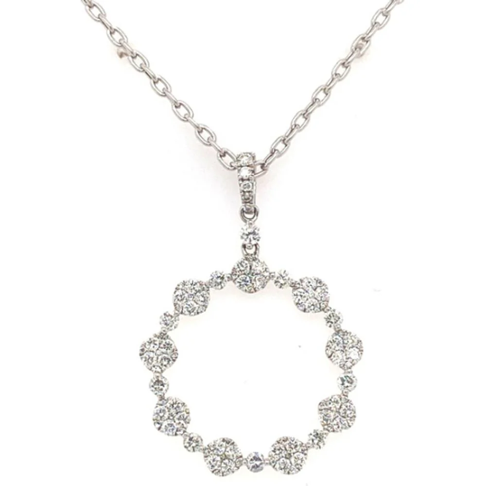 18K White Gold Open Circle Diamond Pendant Necklace by Afarin