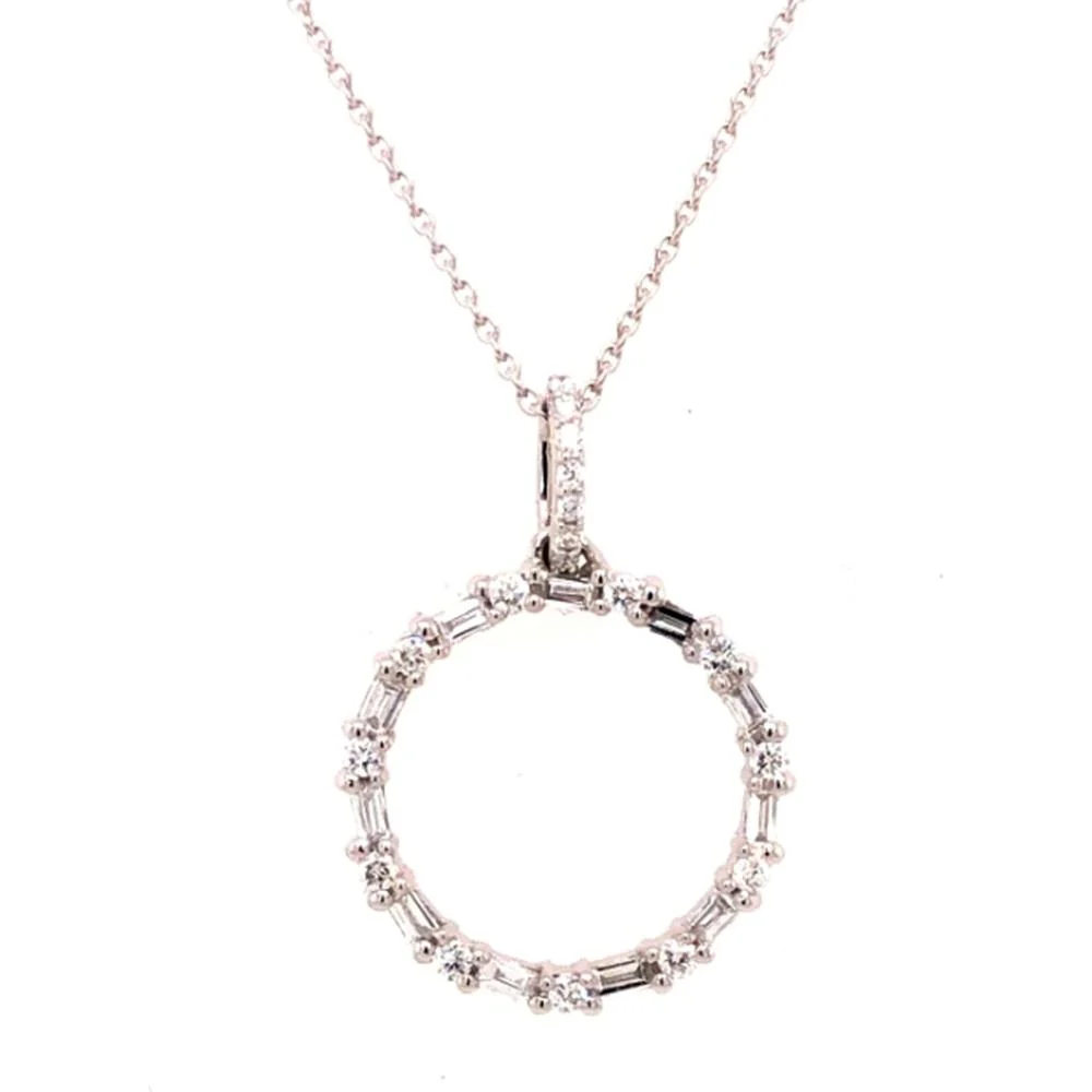 18K White Gold Open Circle Diamond Pendant Necklace by Afarin