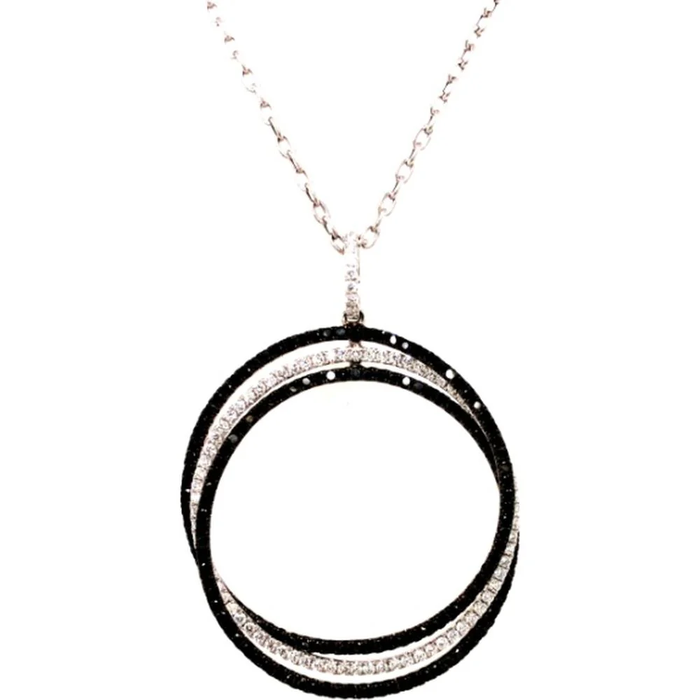 18K White Gold Open Circle Diamond Pendant Necklace by Afarin