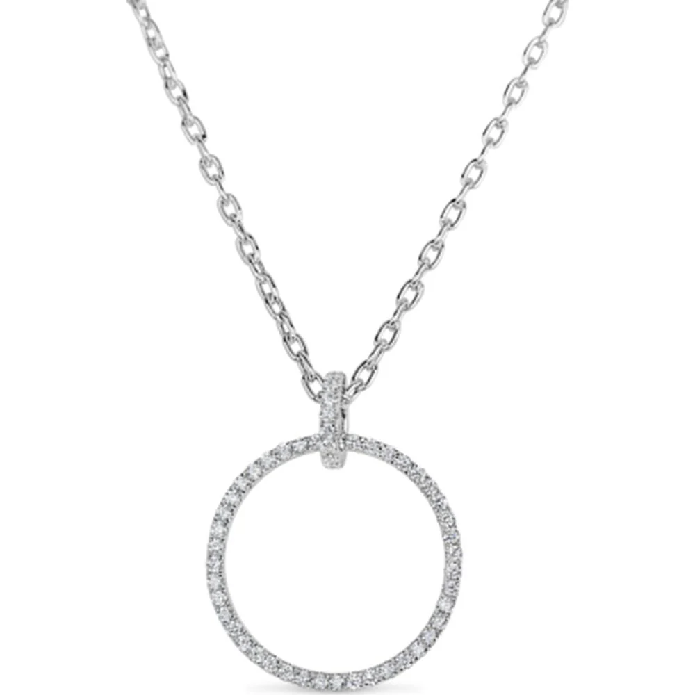 18K White Gold Open Circle Diamond Pendant Necklace by Afarin