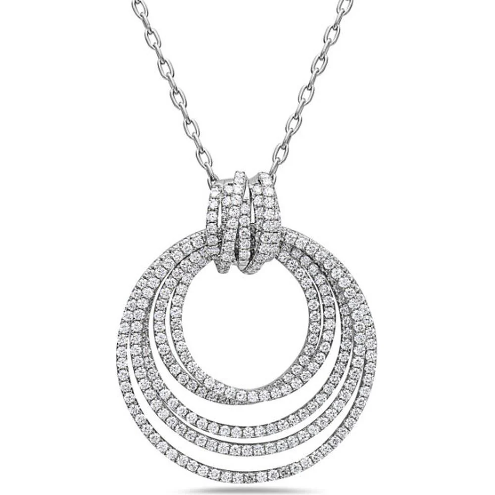 18K White Gold Open Circle Diamond Pendant Necklace by Afarin