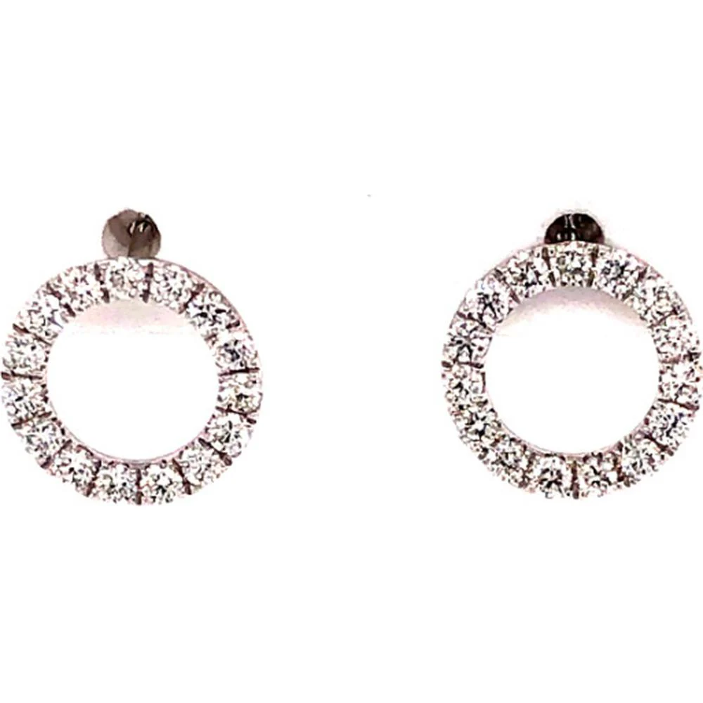 18K White Gold Open Circle Diamond Stud Earrings by Afarin