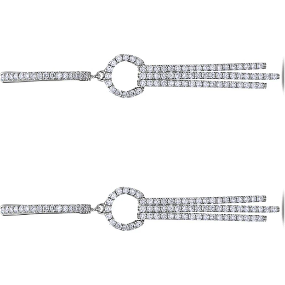 18K White Gold Open Circle Drop Diamond Earrings by Afarin