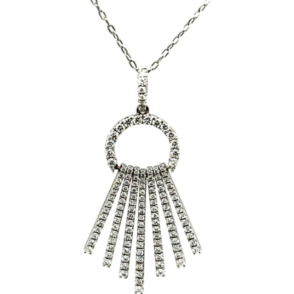 18K White Gold Open Circle Fringe Pendant with Diamonds by Afarin