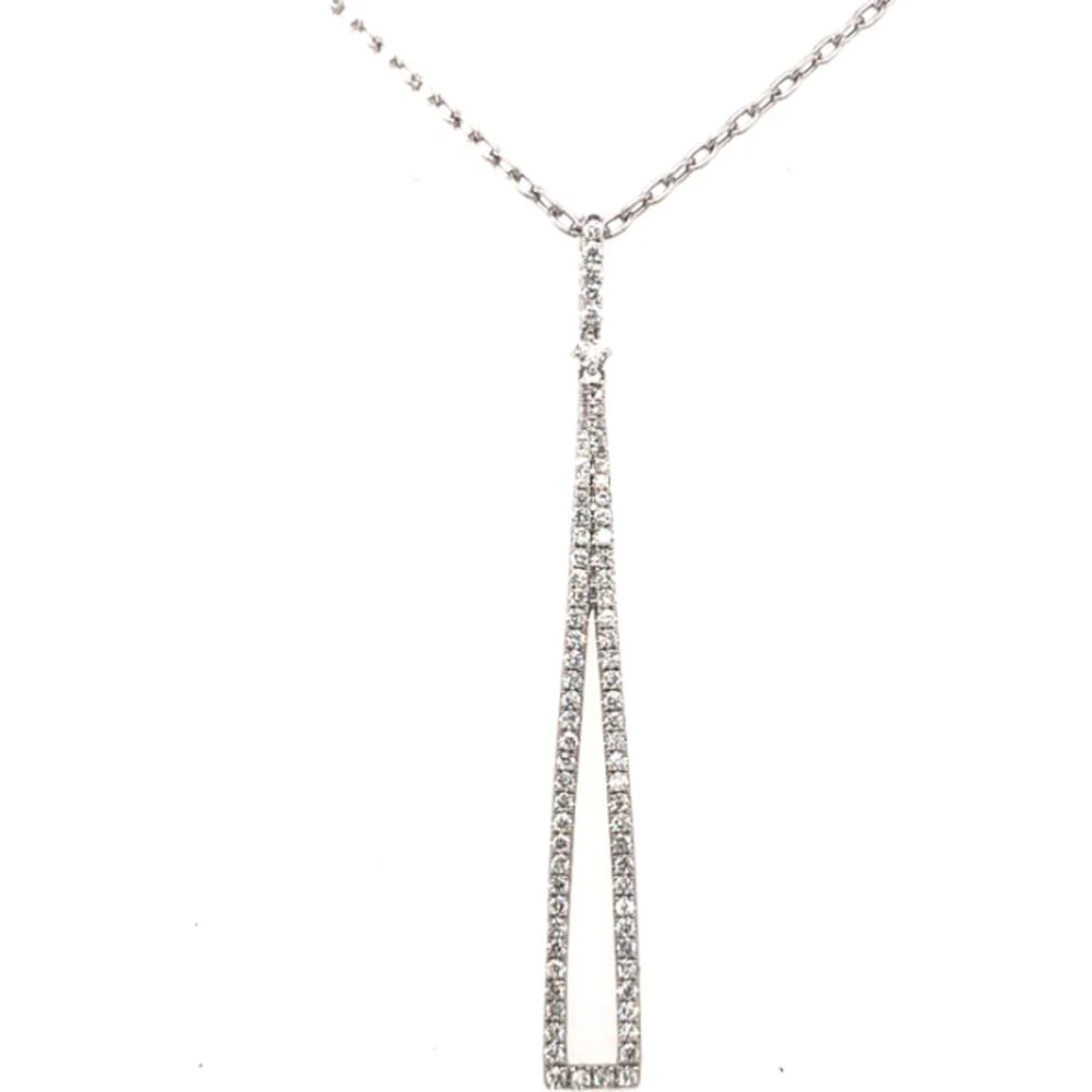 18K White Gold Open Drop Diamond Pendant Necklace by Afarin