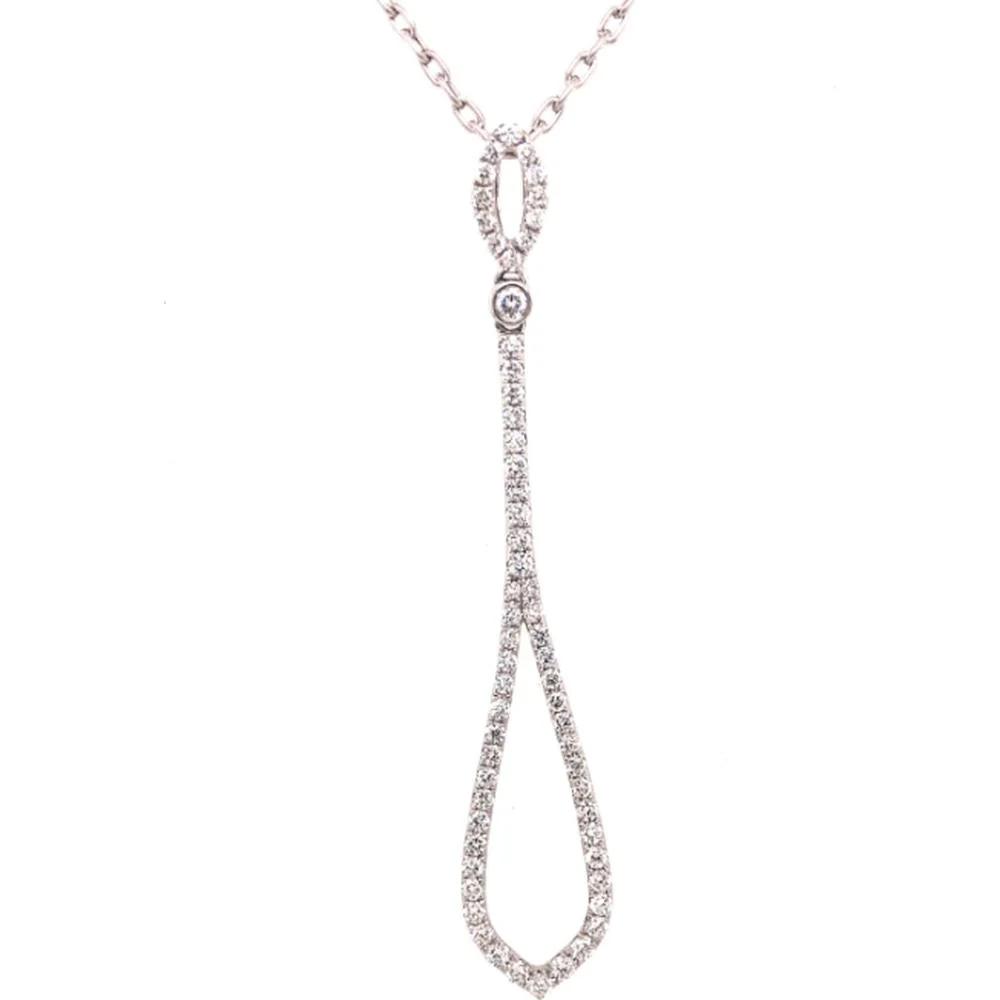 18K White Gold Open Drop Diamond Pendant Necklace by Afarin