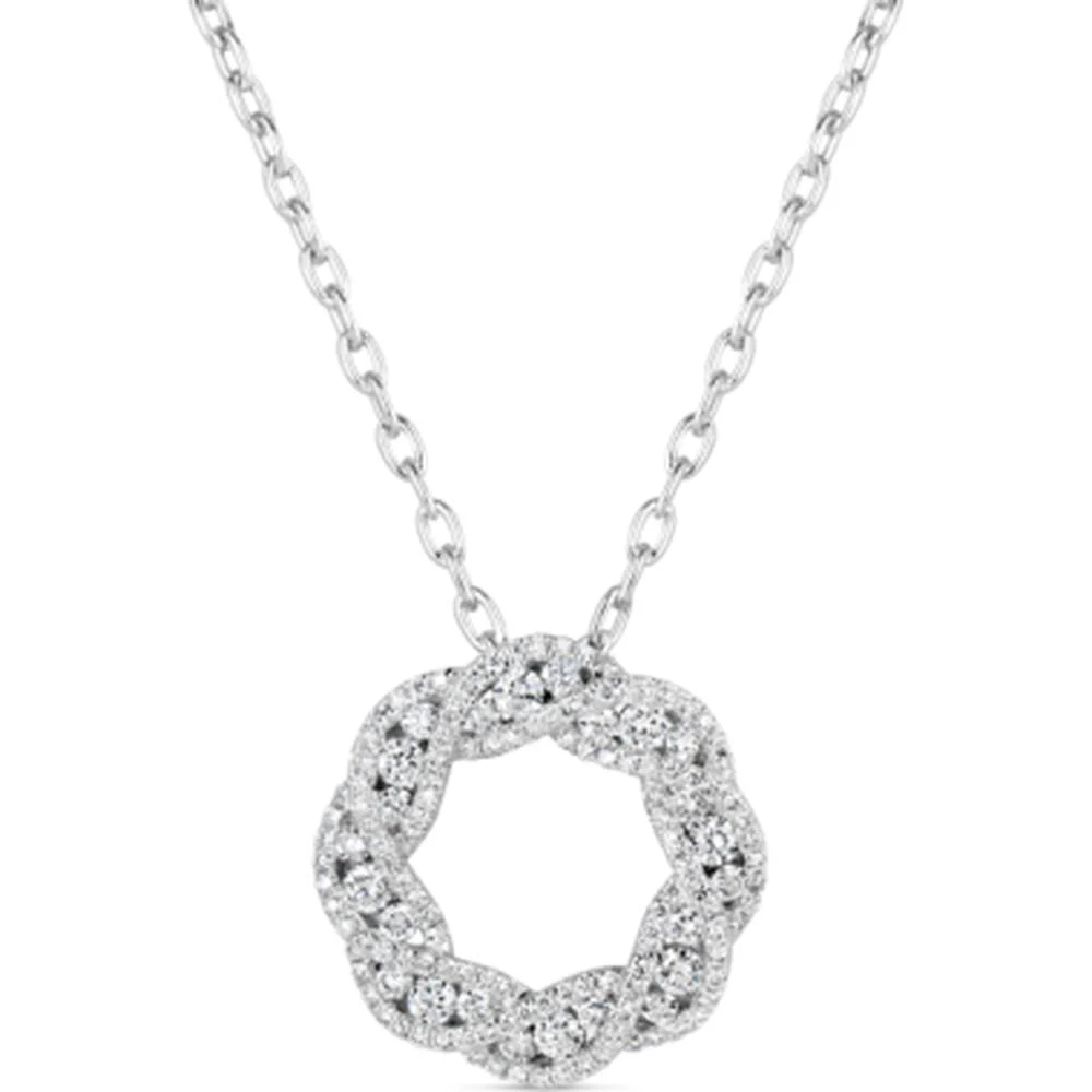 18K White Gold Open Floral Diamond Pendant Necklace by Afarin