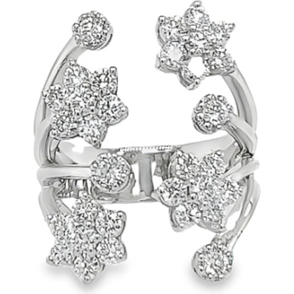 18K White Gold Open Floral Starburst Diamond Ring by Afarin