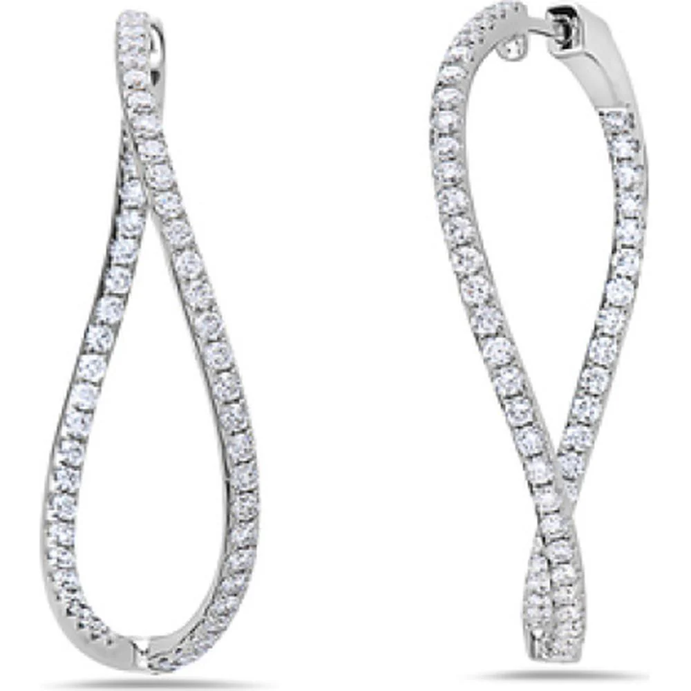 18K White Gold Open Pear Drop Diamond Earrings by Afarin