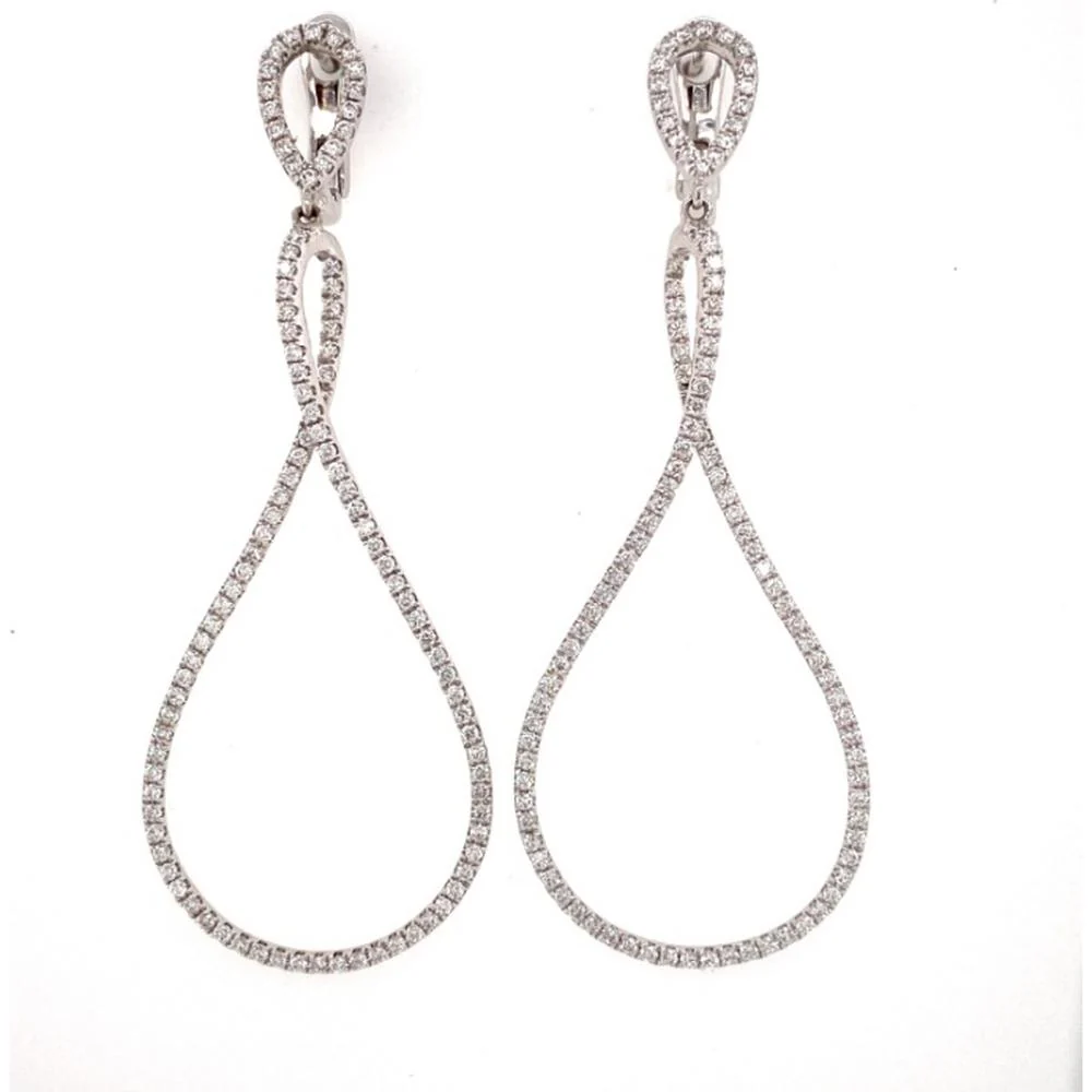 18K White Gold Open Teardrop Diamond Drop Earrings by Afarin