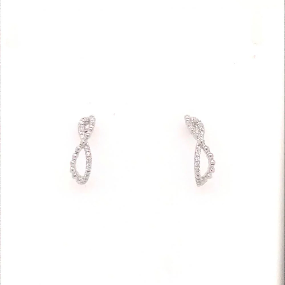 18K White Gold Open Teardrop Diamond Drop Earrings by Afarin