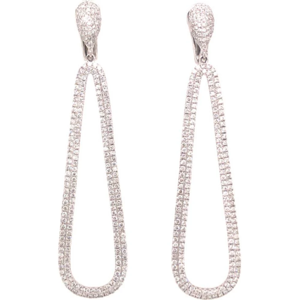 18K White Gold Open Teardrop Diamond Drop Earrings by Afarin