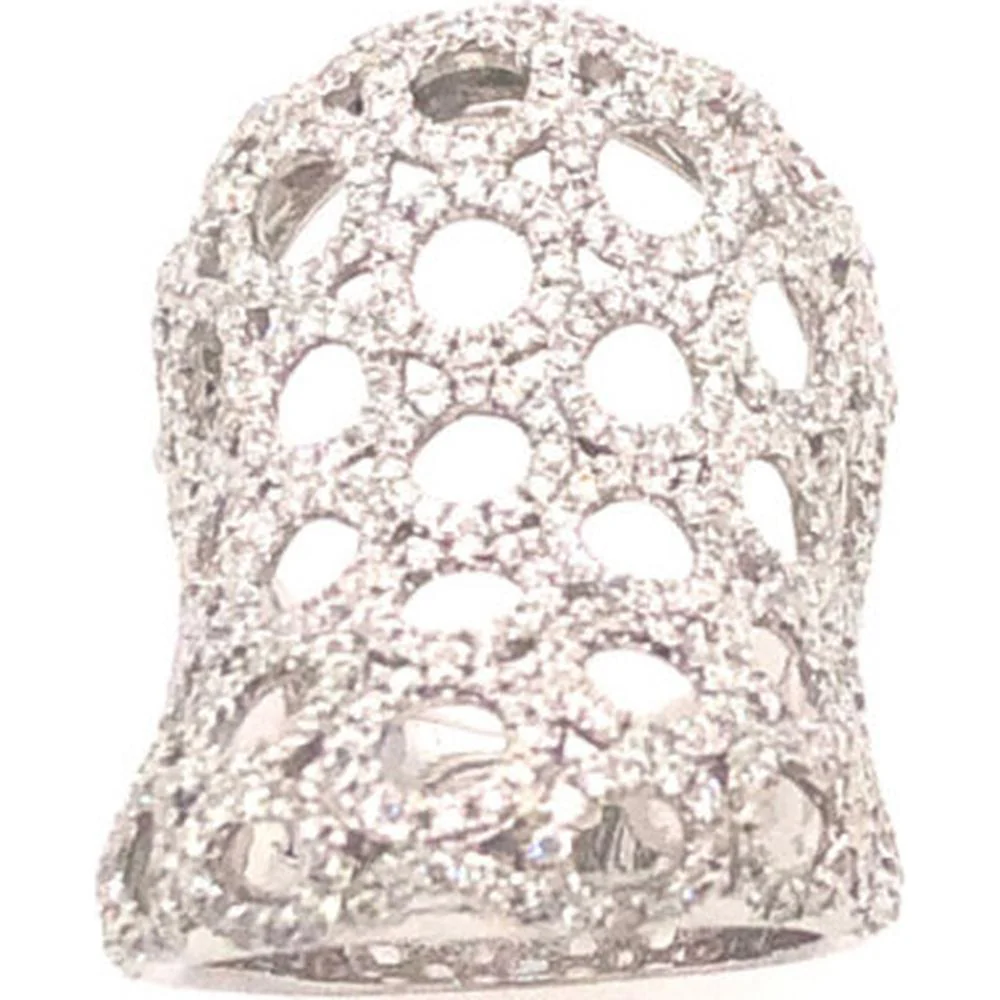 18K White Gold Openwork Diamond Fashion Ring by Afarin
