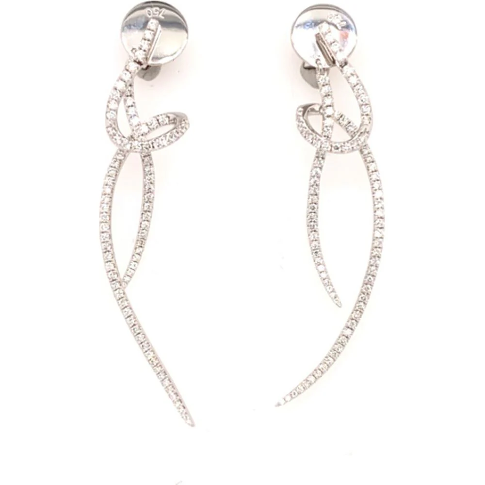 18K White Gold Openwork Drop Earrings with Diamond Accents by Afarin
