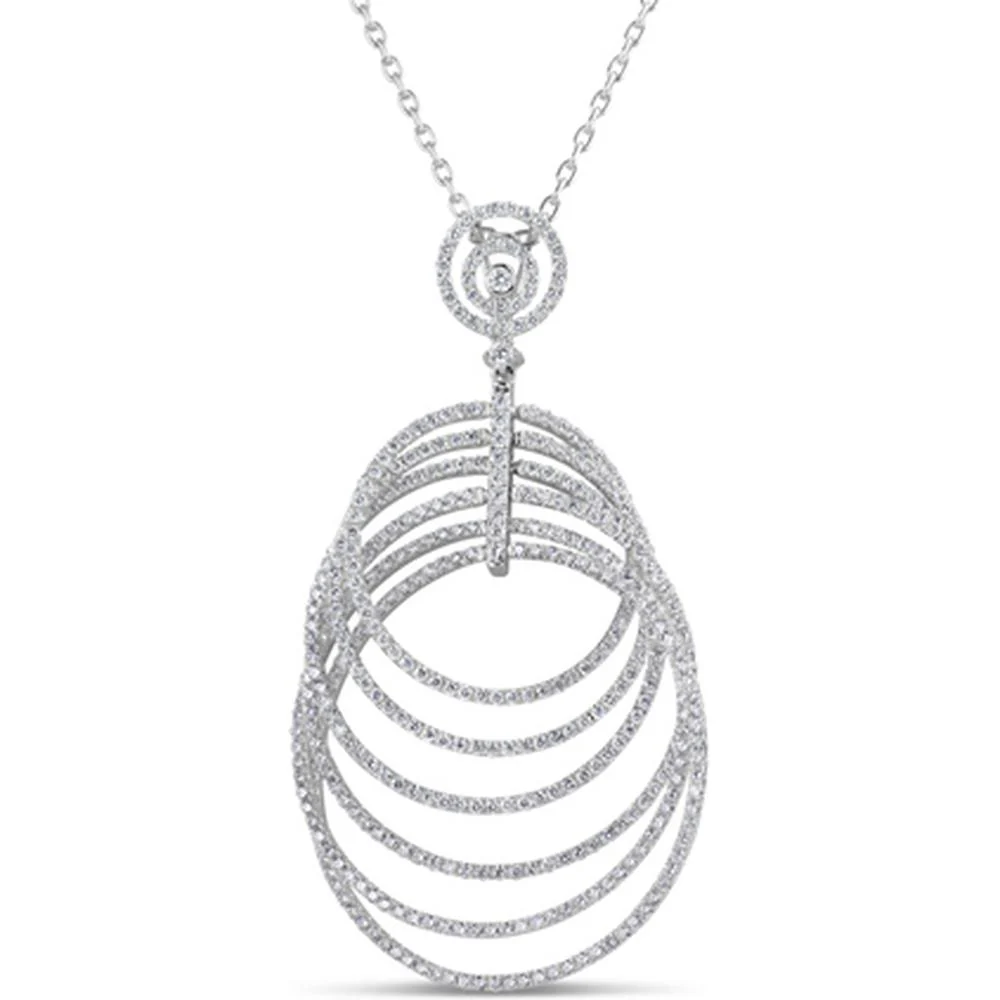 18K White Gold Openwork Geometric Diamond Pendant Necklace by Afarin