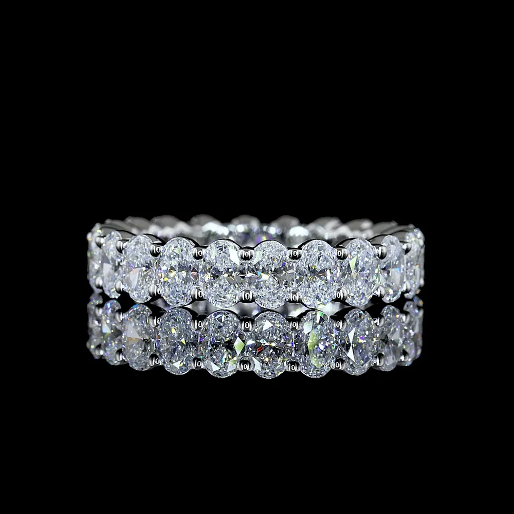 18K White Gold Oval Cut Lab Diamond Eternity Band - 2.97 Carat Total Weight, 22 Stones, E-F VS Clarity, North-South Prong Setting - Covaloro Fine Jewelry