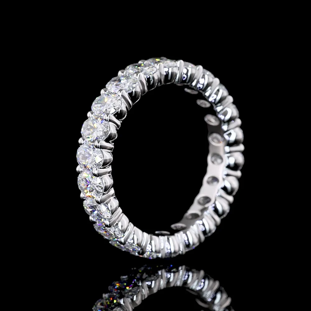 18K White Gold Oval Cut Lab Diamond Eternity Band - 2.97 Carat Total Weight, 22 Stones, E-F VS Clarity, North-South Prong Setting - Covaloro Fine Jewelry - Image 4