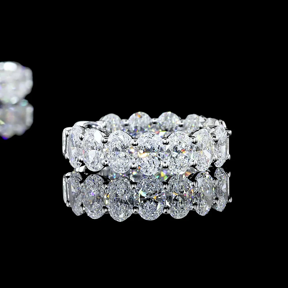 18K White Gold Oval Cut Lab Diamond Huggie Earrings - 5.16 Carat Total Weight - Covaloro Fine Jewelry - Image 4