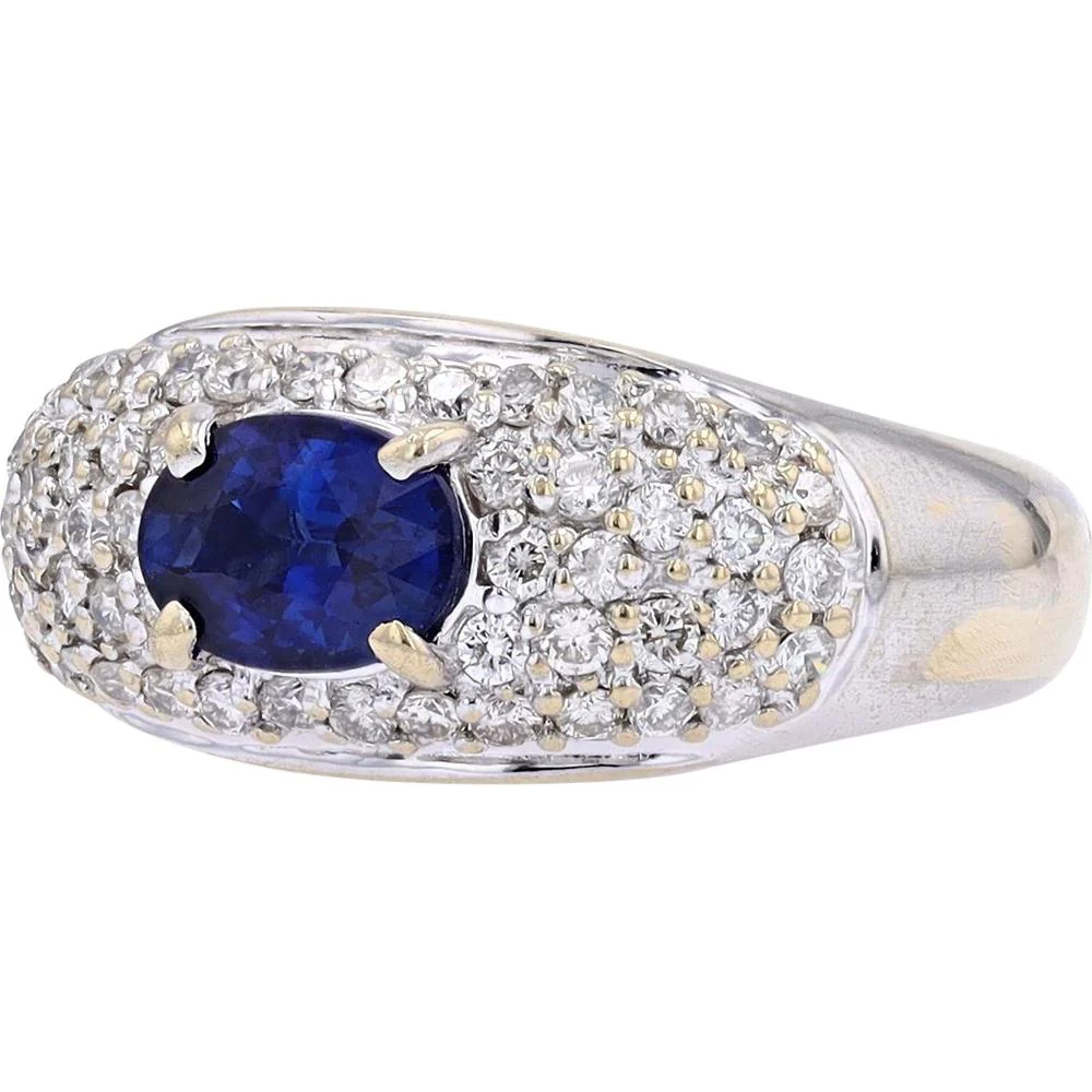 18K White Gold Oval Sapphire Ring with 0.60 Carat Diamond Accents - 1.02 Carat Total Sapphire Weight - Image 2