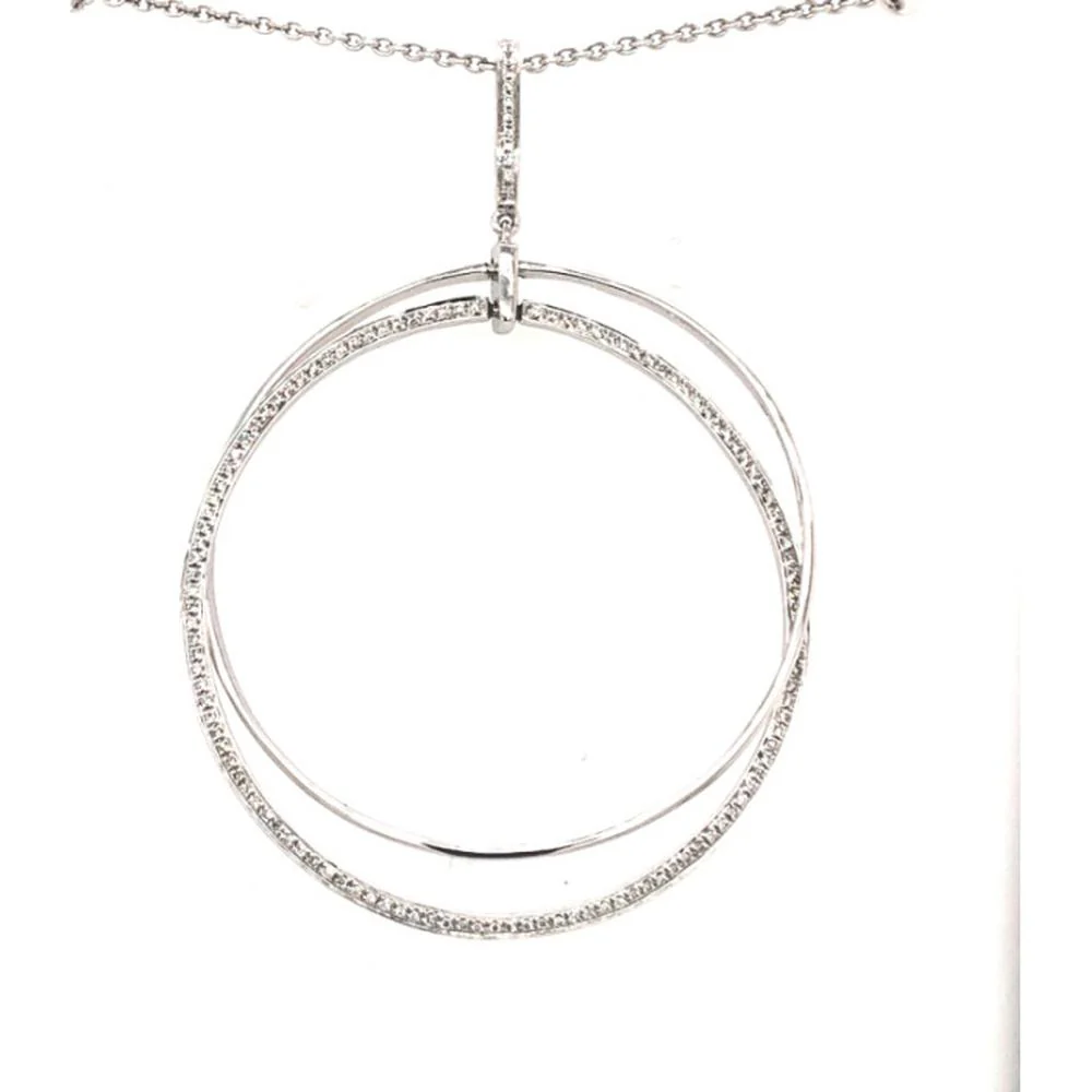 18K White Gold Overlapping Circle Pendant Necklace with Diamonds by Afarin
