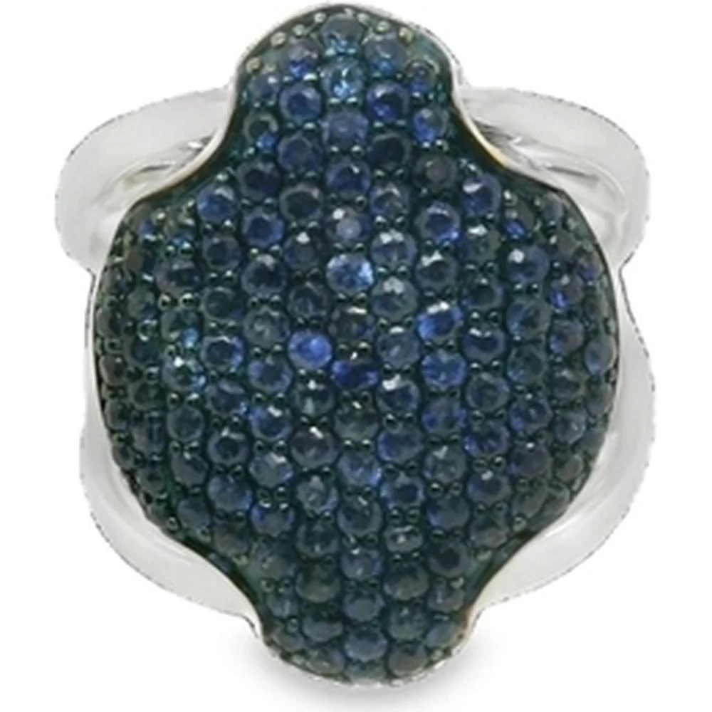 18K White Gold Pavé Blue Sapphire Motif Ring by Afarin