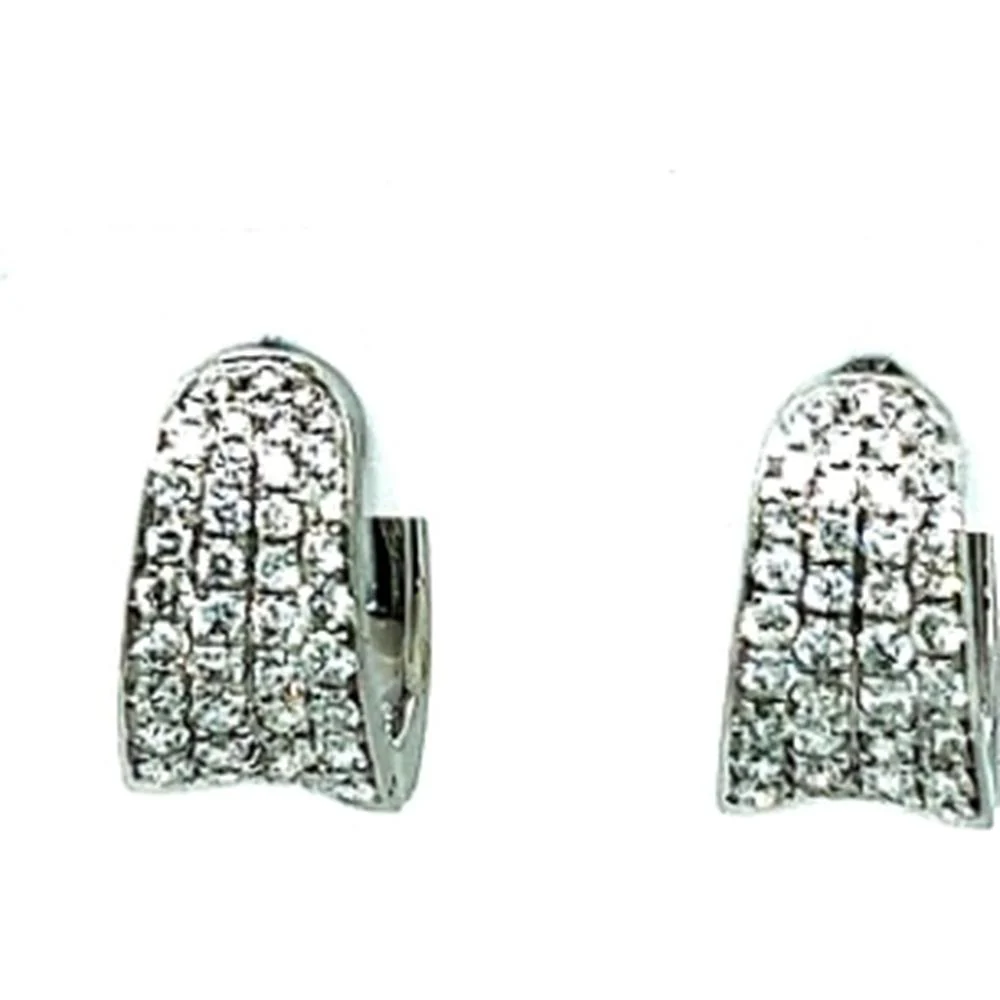 18K White Gold Pavé Diamond Huggie Earrings by Afarin