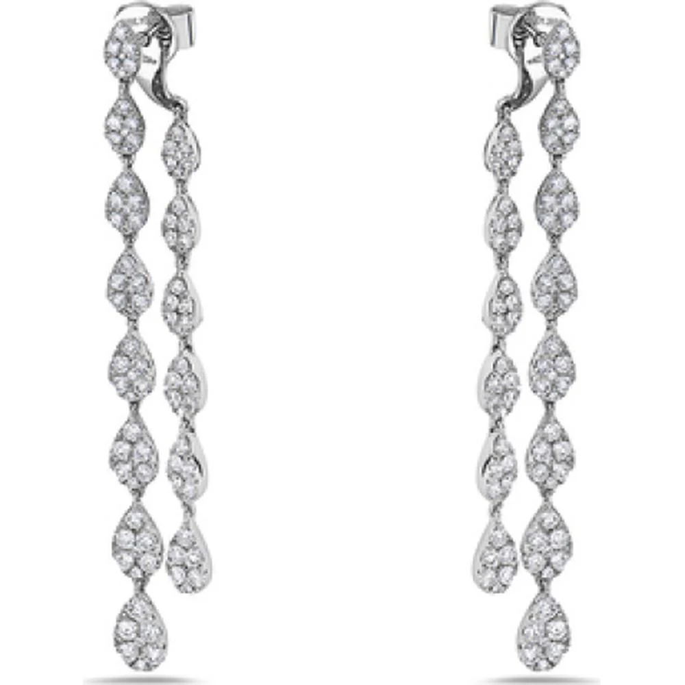 18K White Gold Pear Shape Diamond Drop Earrings by Afarin