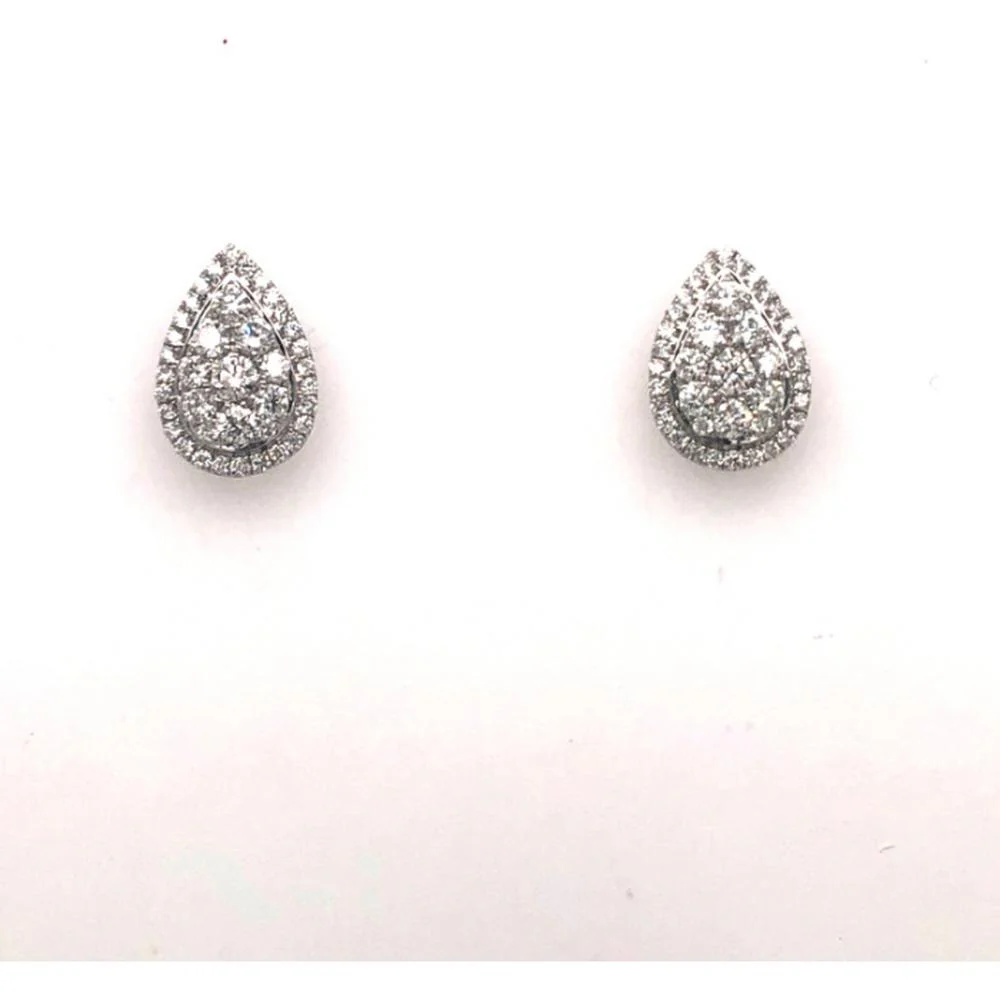 18K White Gold Pear Shape Diamond Stud Earrings by Afarin