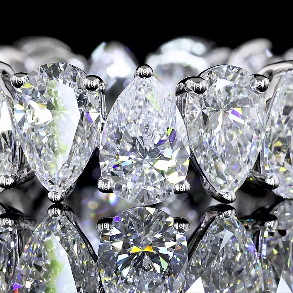 18K White Gold Pear Shape Eternity Band with North-South Prong Set Lab Diamonds - 5.82 Carats Total Diamond Weight - Covaloro Fine Jewelry - Image 2