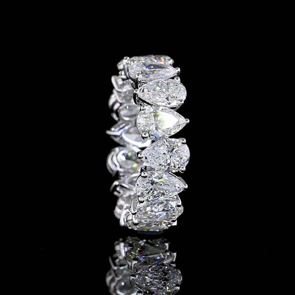18K White Gold Pear Shape Eternity Band with North-South Prong Set Lab Diamonds - 5.82 Carats Total Diamond Weight - Covaloro Fine Jewelry - Image 3