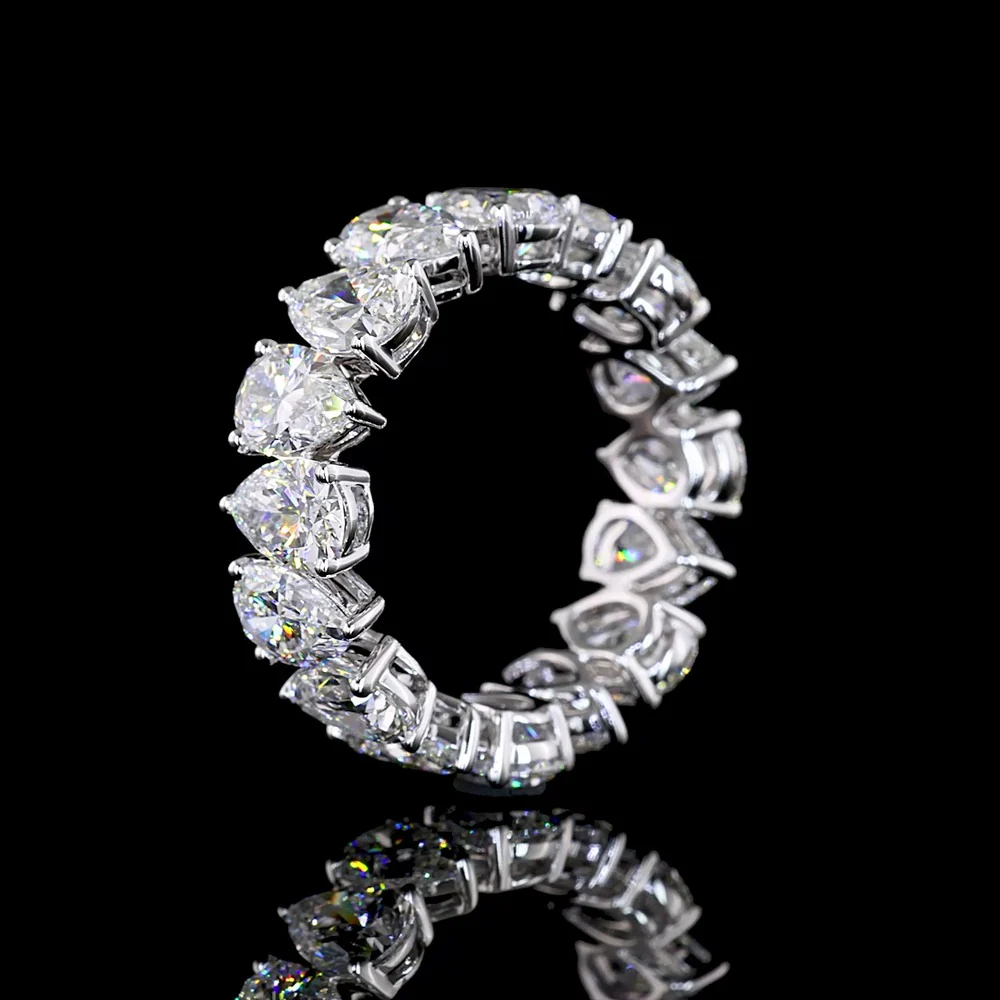 18K White Gold Pear Shape Eternity Band with North-South Prong Set Lab Diamonds - 5.82 Carats Total Diamond Weight - Covaloro Fine Jewelry - Image 4