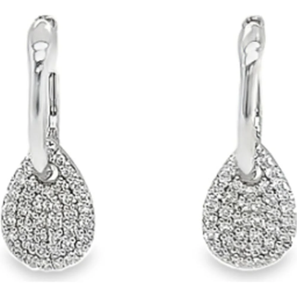 18K White Gold Pear-Shaped Pavé Diamond Drop Earrings by Afarin