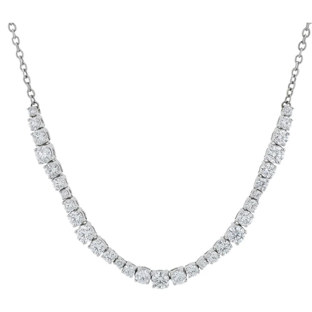 18K White Gold Penny Preville 18" Graduating Diamond Necklace with Modern Station Settings - 1.89 Carat Total Diamond Weight