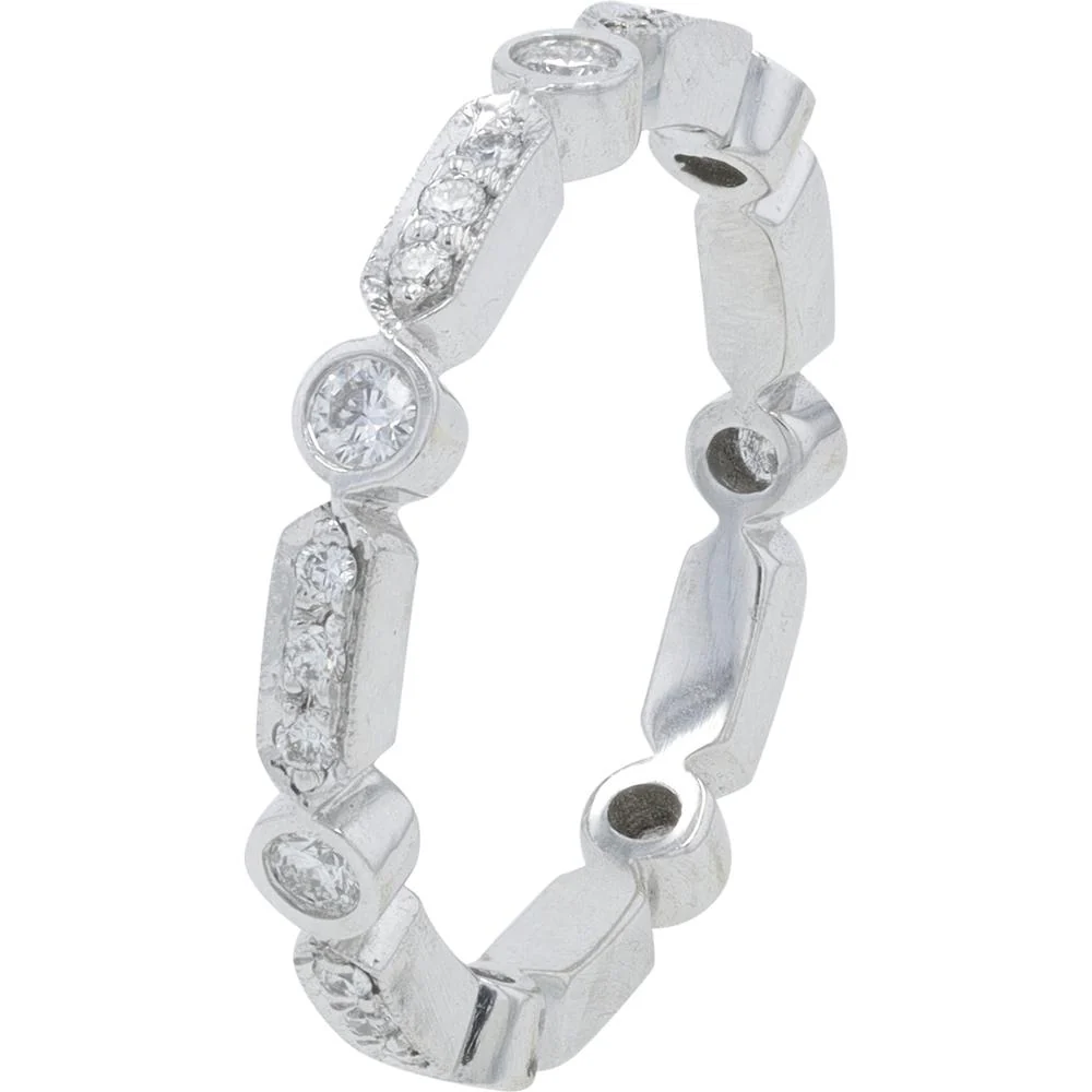 18K White Gold Penny Preville Bezel & Pavé Diamond Eternity Band - 0.37 Carat Total Diamond Weight