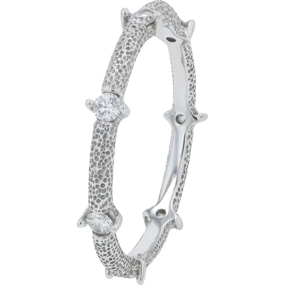 18K White Gold Penny Preville Textured Diamond Eternity - Style Band with Prong - Set Round Diamonds - 0.28 Carat Total Diamond Weight (Size 6.5)