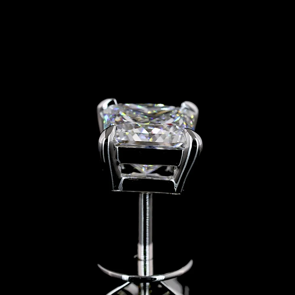 18K White Gold Princess Cut Lab Diamond Stud Earrings - 1.53 Carat Total Weight, E-F VS1 Quality with Secure Friction Backs - Covaloro Fine Jewelry - Image 3