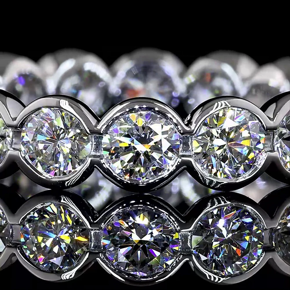 18K White Gold Round Brilliant Cut Lab Diamond Eternity Band with Bezel Setting - 2.44 Carat Total Diamond Weight - Covaloro Fine Jewelry - Image 2