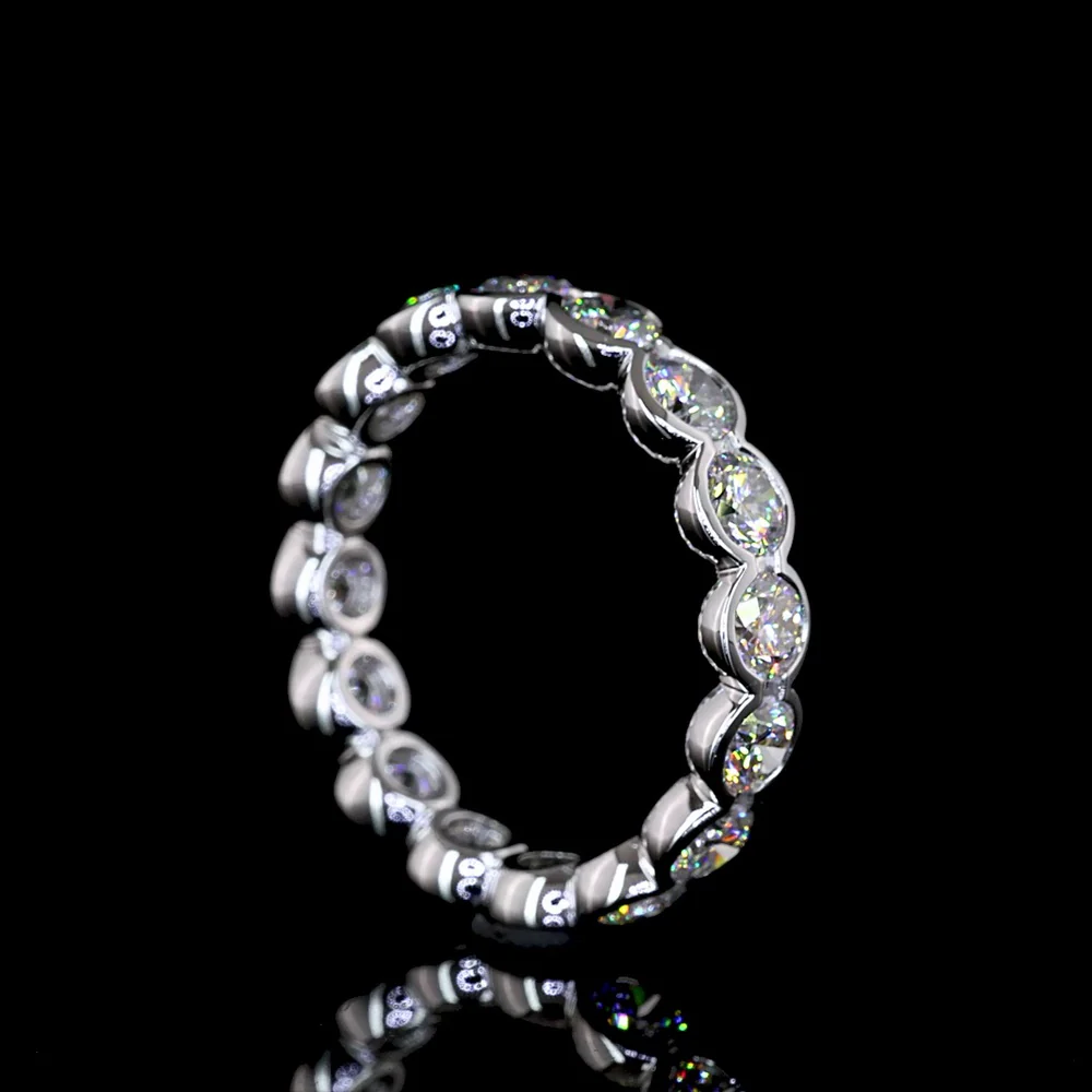 18K White Gold Round Brilliant Cut Lab Diamond Eternity Band with Bezel Setting - 2.44 Carat Total Diamond Weight - Covaloro Fine Jewelry - Image 3