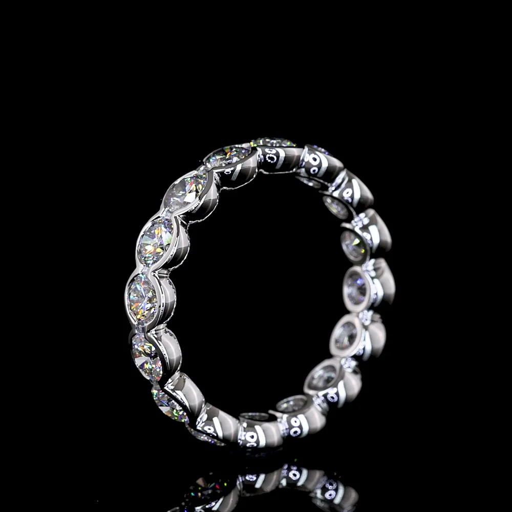 18K White Gold Round Brilliant Cut Lab Diamond Eternity Band with Bezel Setting - 2.44 Carat Total Diamond Weight - Covaloro Fine Jewelry - Image 4
