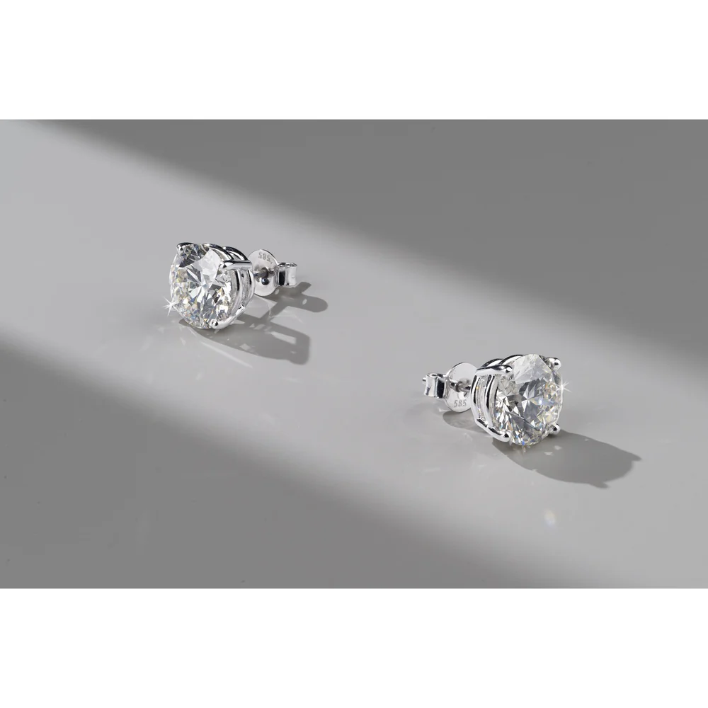 18K White Gold Round Brilliant Cut Lab Diamond Stud Earrings - 0.82 Total Carat Weight F VS2 IGI Certified - Covaloro Fine Jewelry - Image 3