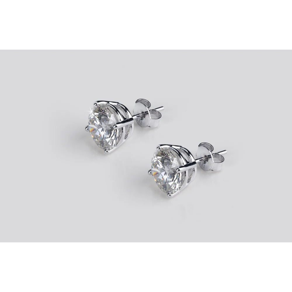 18K White Gold Round Brilliant Cut Lab Diamond Stud Earrings - 1.10 Total Carat Weight, E-F VS2 IGI Certified - Covaloro Fine Jewelry - Image 2