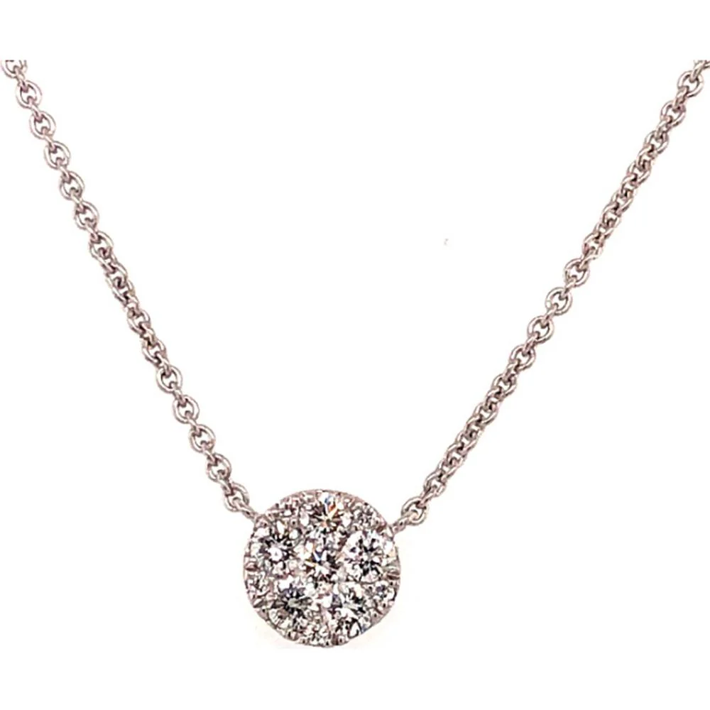 18K White Gold Round Diamond Pendant Necklace by Afarin