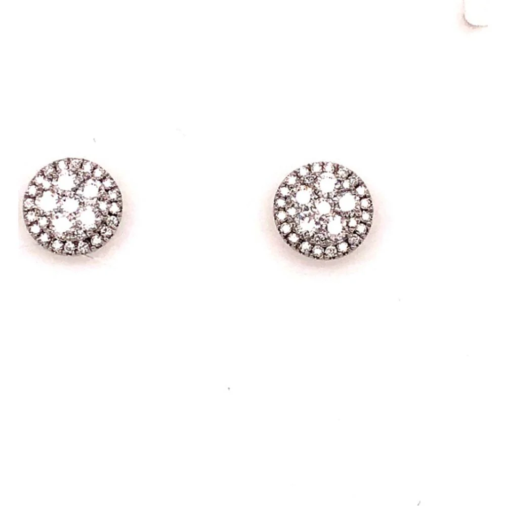 18K White Gold Round Floral Cluster Diamond Stud Earrings by Afarin