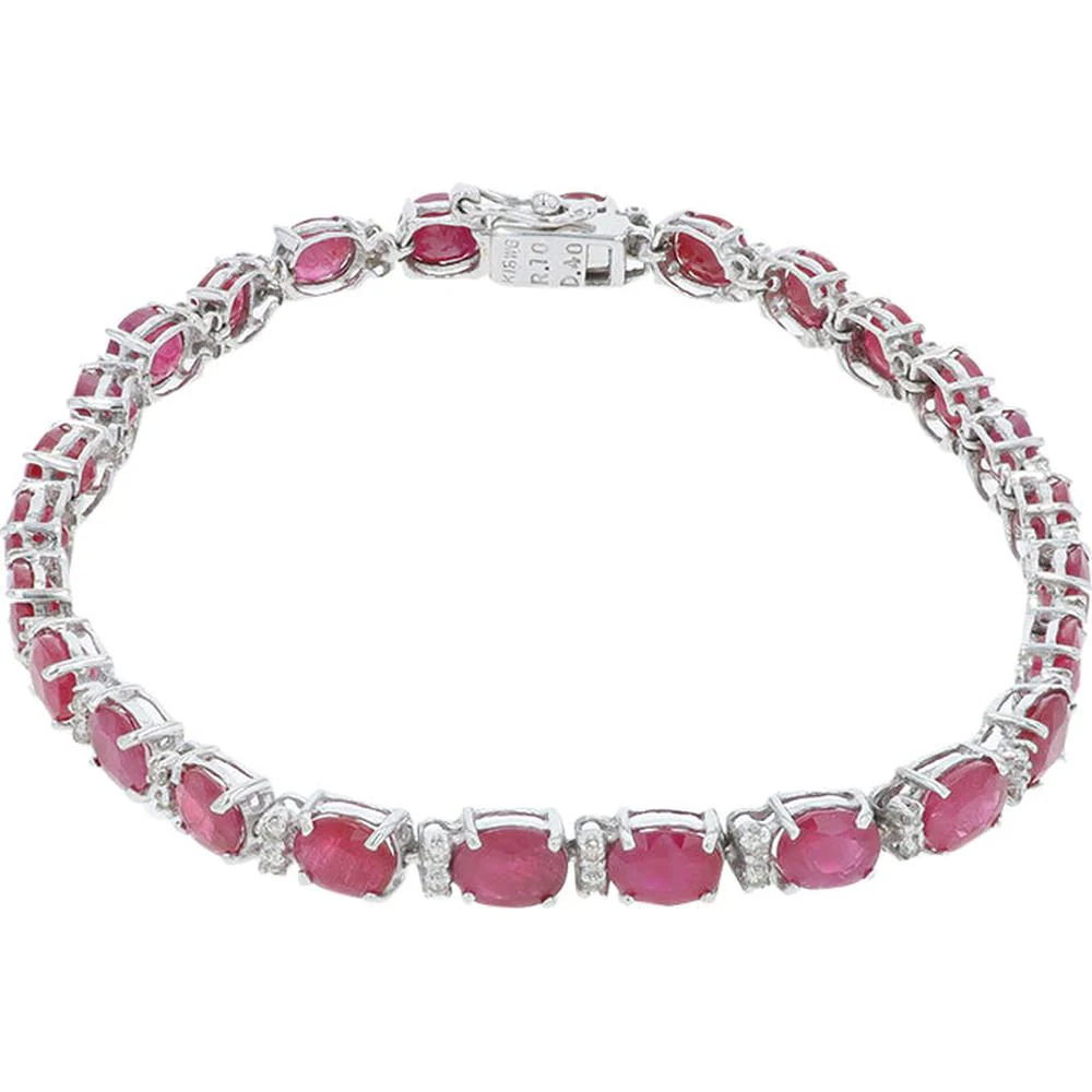 18K White Gold Ruby and Diamond Bracelet - 10.00 Carat Total Ruby Weight, 0.40 Carat Total Diamond Weight - Image 2