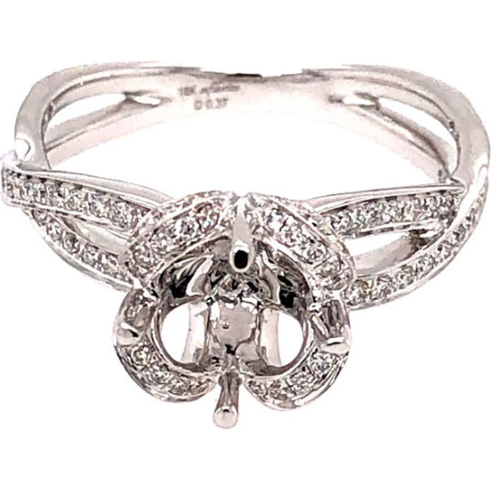 18K White Gold Semi-Mount Ring with Diamond Accents and Openwork Gallery by Afarin