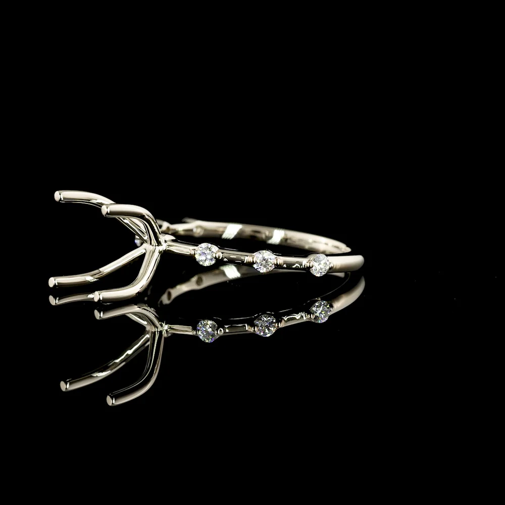 18K White Gold Solitaire Ring with Crisscross Shank and Round Brilliant Cut Lab Diamonds - 3.15 Carat Total Diamond Weight (3.00 Carats Center, 0.15 Carats Accents) GIA Certified E VS1 - Covaloro Fine Jewelry - Image 3