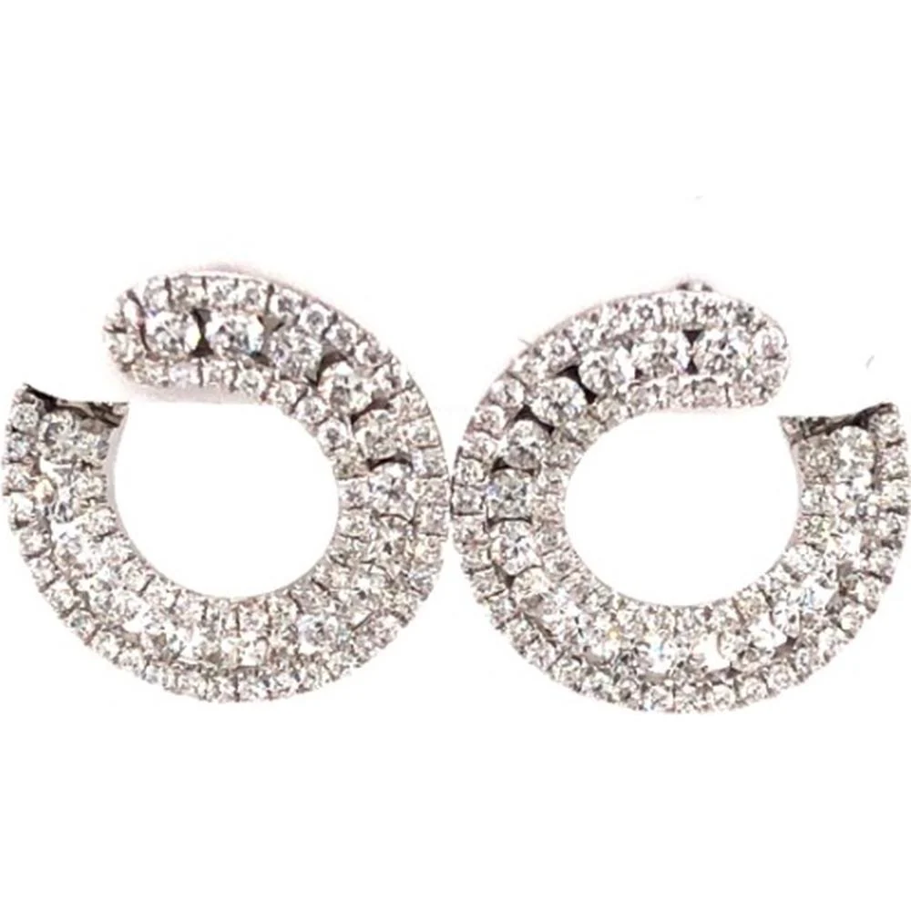18K White Gold Spiral Diamond Earrings by Afarin