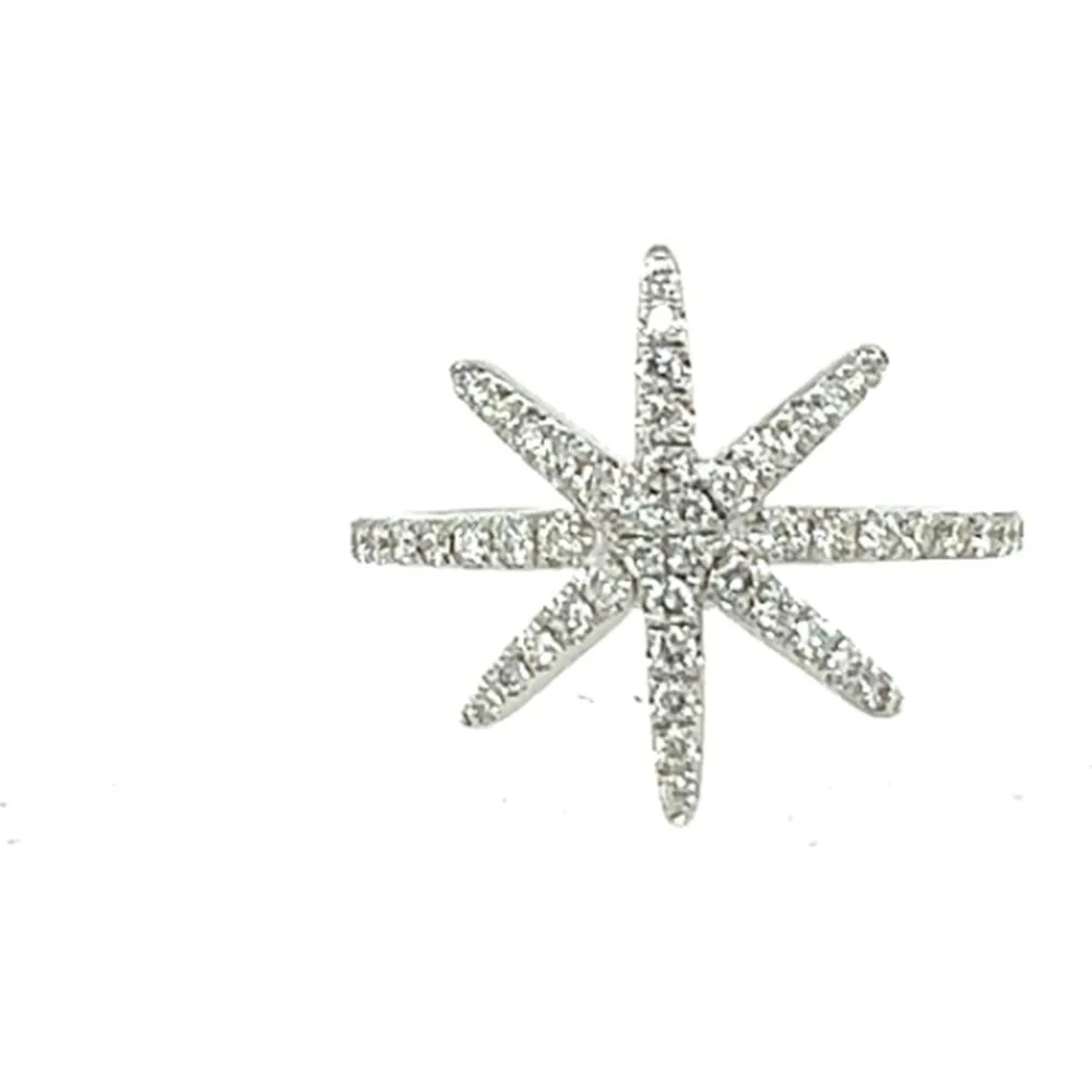 18K White Gold Starburst Diamond Fashion Ring by Afarin