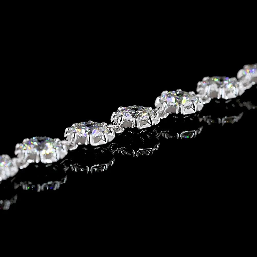 18K White Gold Station Bracelet with 28 Round Brilliant Cut Lab Diamonds - 4.11 Carat Total Weight, E-F Color VS Clarity - Covaloro Fine Jewelry - Image 2